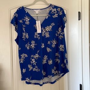 Liz Claiborne short sleeved floral print top XL
